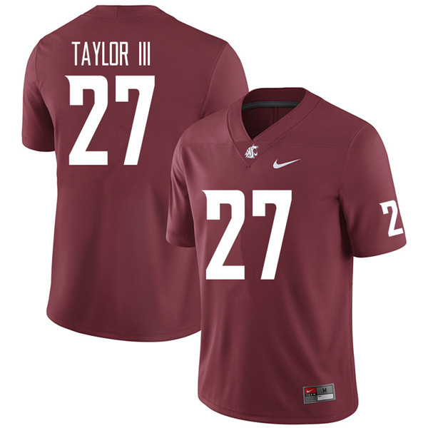 Men #27 Willie Taylor III Washington State Cougars College Football Jerseys Sale-Crimson